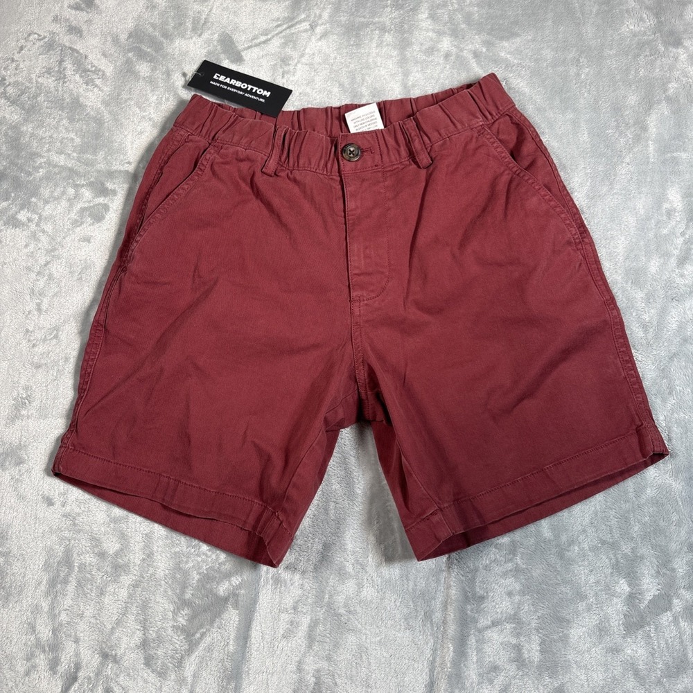 Bear Bottom Shorts Mens Small Red Chino Stretch Preppy 7" Inseam Pull On